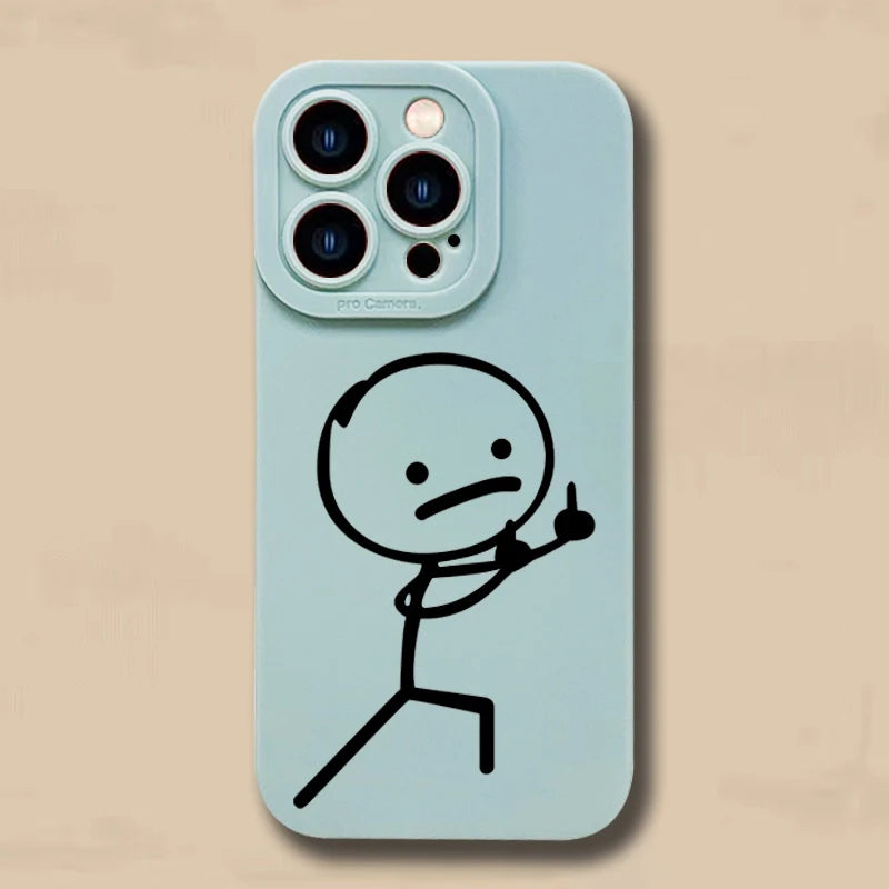 Cute Cartoon Matchman Matte Silicone Phone Case For iPhone 16 15 Soft Back Cover - Caseverse