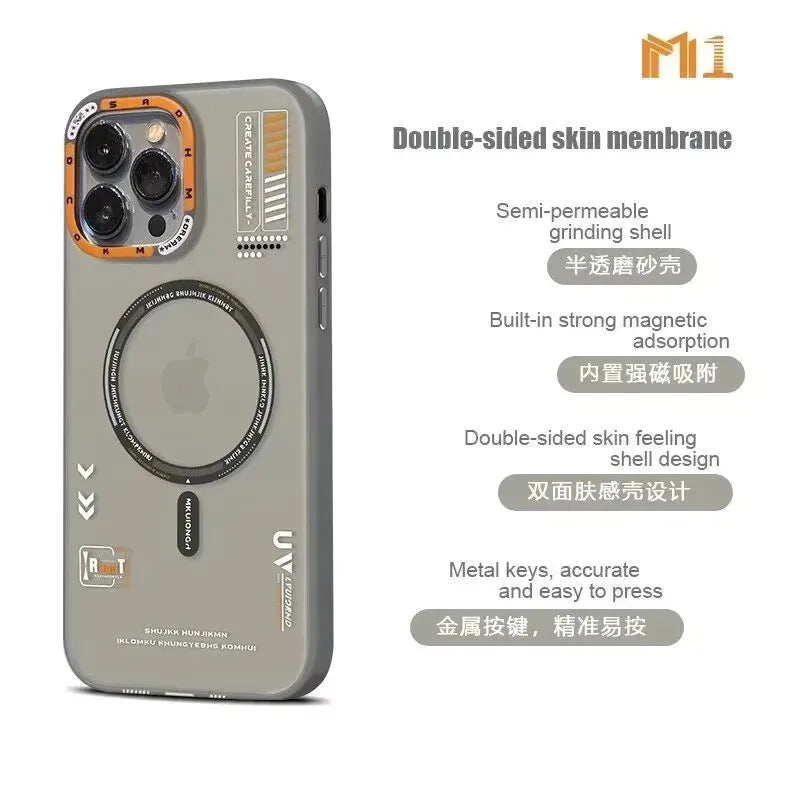 Matte Magnetic Phone Case For iPhone 16 15 14 13 12 Pro Max Megsafe Wireless Charge Frosted Back Metal Lens Frame Buttons Cover