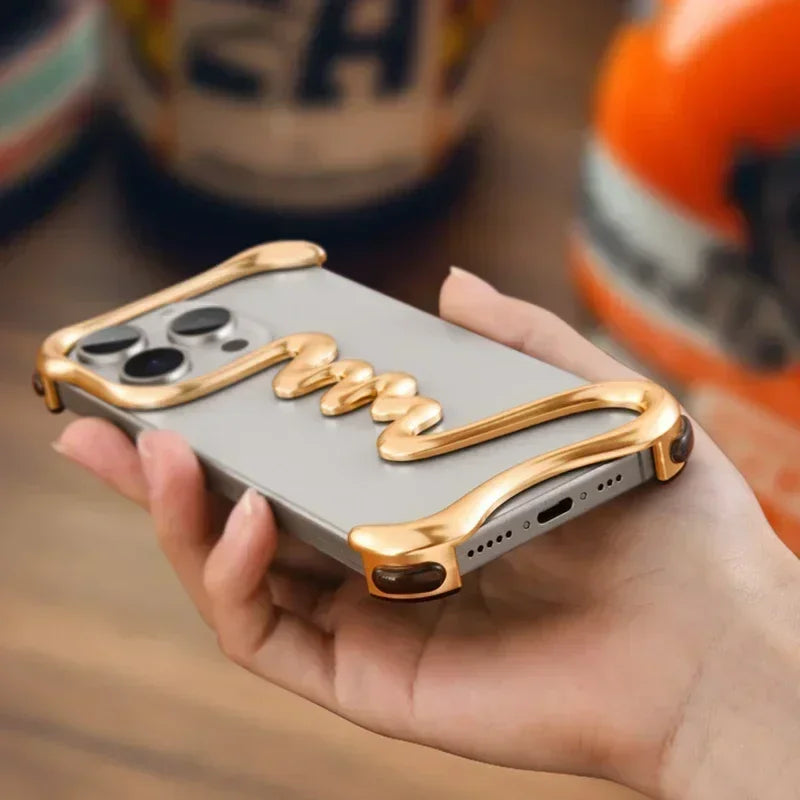 iPhone Phone Case Metal 3D Hollow Case For iPhone16 ProMax 14 15 Pro 16Plus  Aluminum Alloy Track Shell Air Bag Shockproof Cover Caseverse