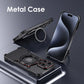 Metal Rimless Magnetic MagSafe Phone Case For iPhone 13 14 15 Pro Max 360Rotating Stand Shell Metal Bumper Lens Protection Cover
