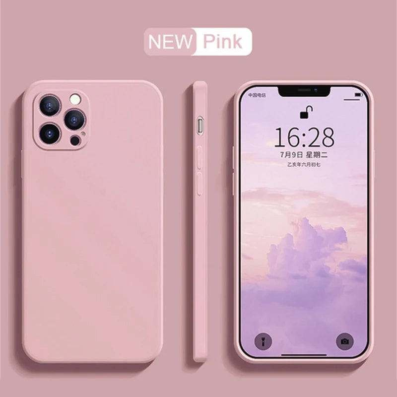 Luxury Liquid Silicone Shockproof Case for iPhone 14 15 Plus X XS XR Max Mini Back Soft Cover - Caseverse