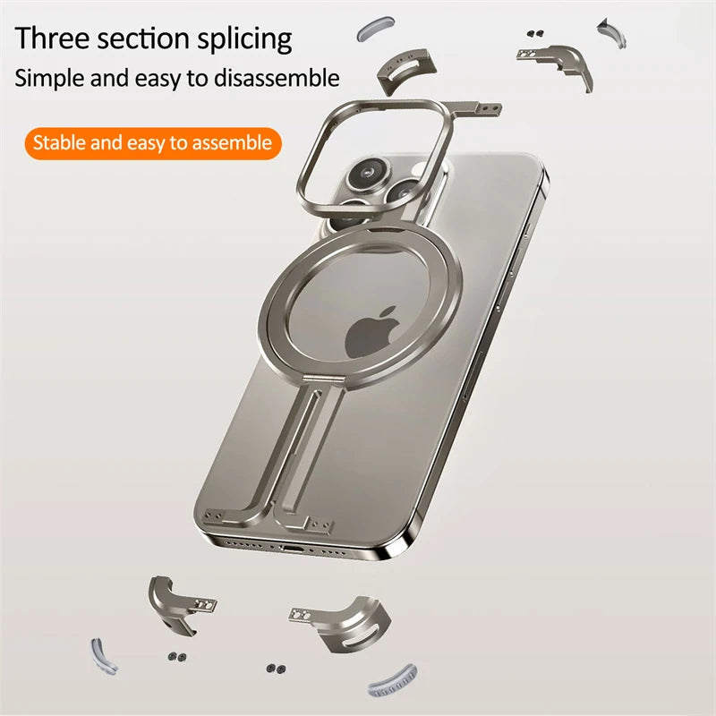 Metal Frame Magsafe Phone Case for iPhone 16 15 14 13 Pro Max Wireless Charging Aluminum Alloy Frameless Holder Shockproof Cover Caseverse