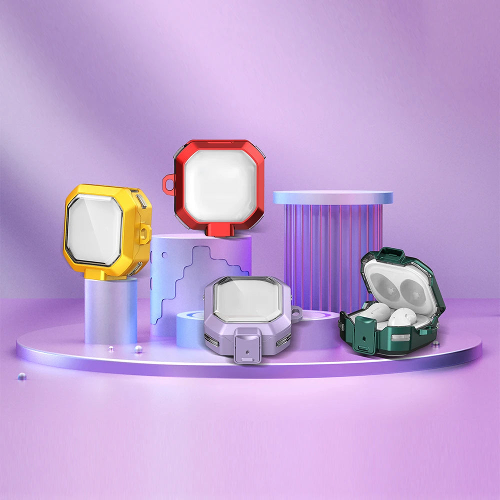 Security Lock Transparent Cover For Samsung Galaxy Buds 2 Pro Buds FE Live Buzz 2 Pro Case Shockproof Coque With Keychain Cases Caseverse