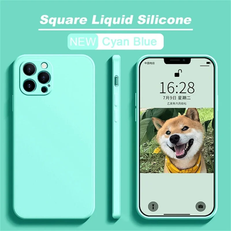 Luxury Liquid Silicone Shockproof Case for iPhone 14 15 Plus X XS XR Max Mini Back Soft Cover - Caseverse