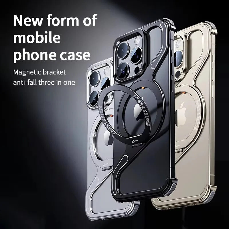 Shockproof Phone Case Z Shape Metal Frame for iPhone 16 Pro 15 14 13 Pro Max Plus Full Aluminium Alloy Magnetic Bracket Cases Caseverse