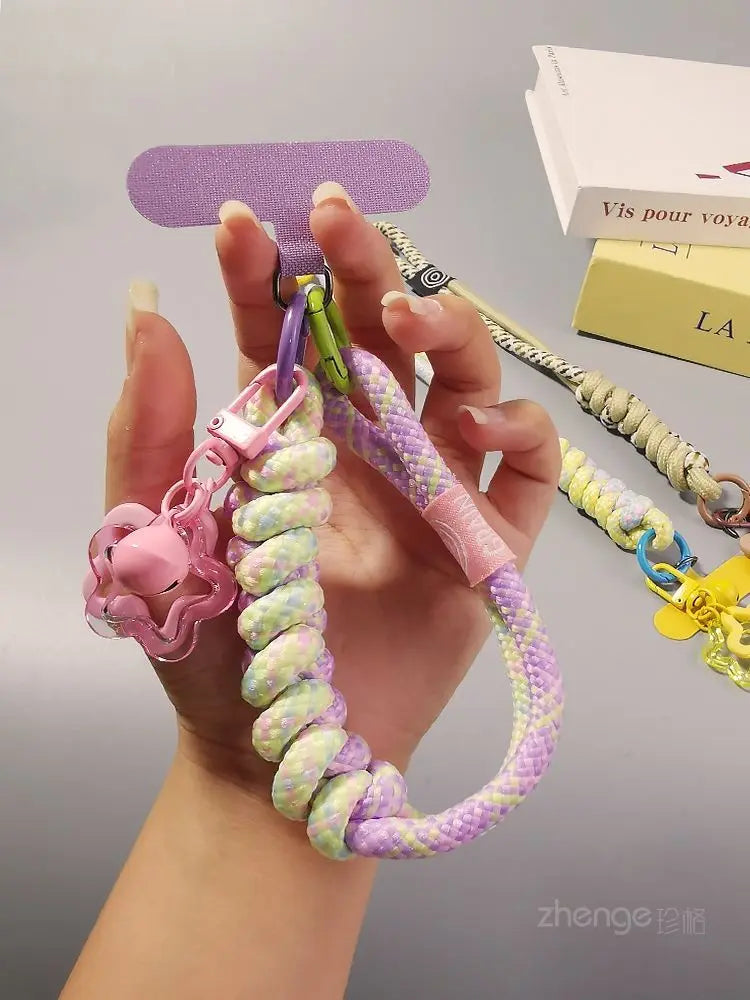 Mobile Phone Lanyard Wrist Short Ins Two Strands Woven Strong Men And Women Outdoor Travel Small Fresh Lanyard Shell Anti-Theft