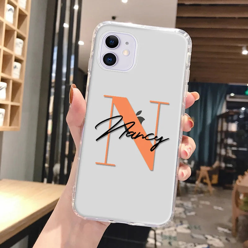 Personalized Custom Name Phone Case For iPhone 13 12 11 14 15 16 pro 16 14 15 Plus Xs MAX XR 12 13 Mini Clear Cover Capa Fundas Caseverse