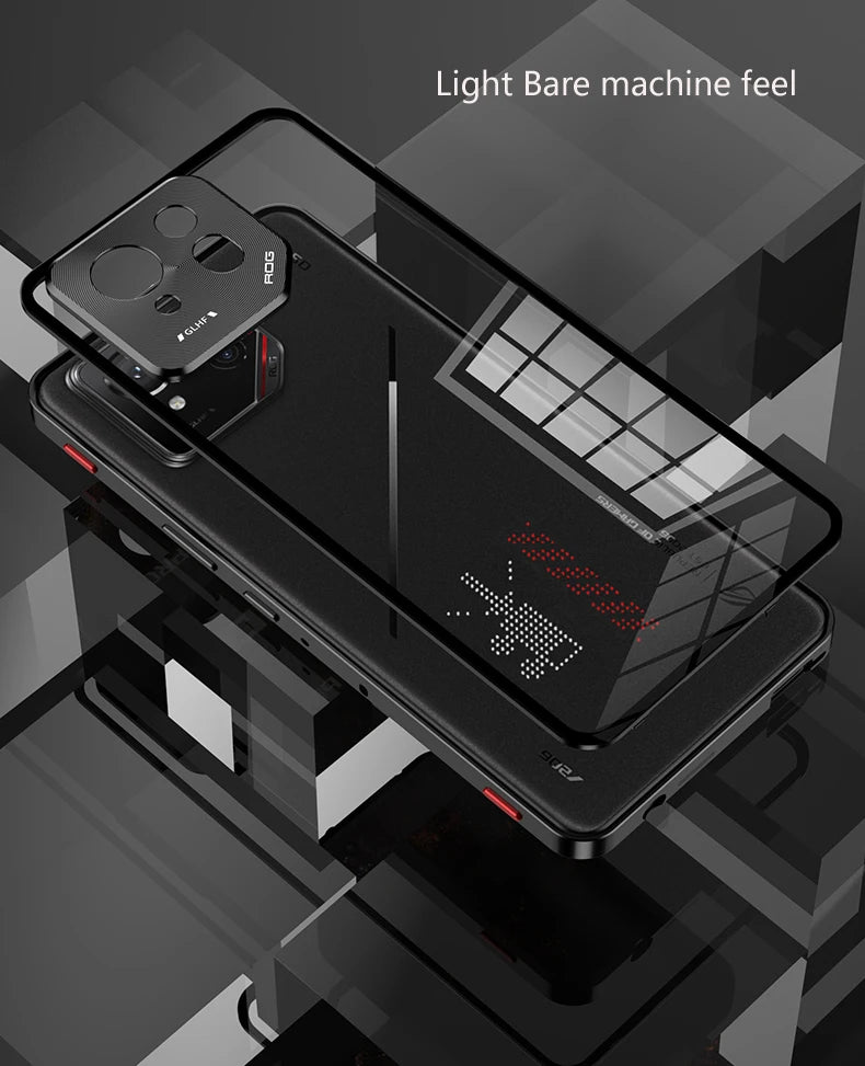 Metal Bumper Phone Case lock buckle For ASUS ROG Phone 9 Pro Single sided Tempered Glass Back Full Lens Protection Cover cases