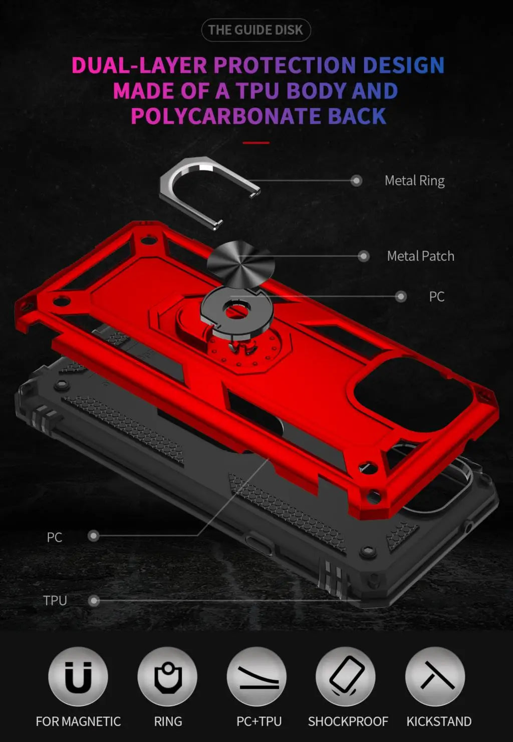 Cover Case for Moto Motorola Edge 20 Lite Shockproof Armor Rugged Military Protective Ring Holder Magnet Phone Case - Caseverse