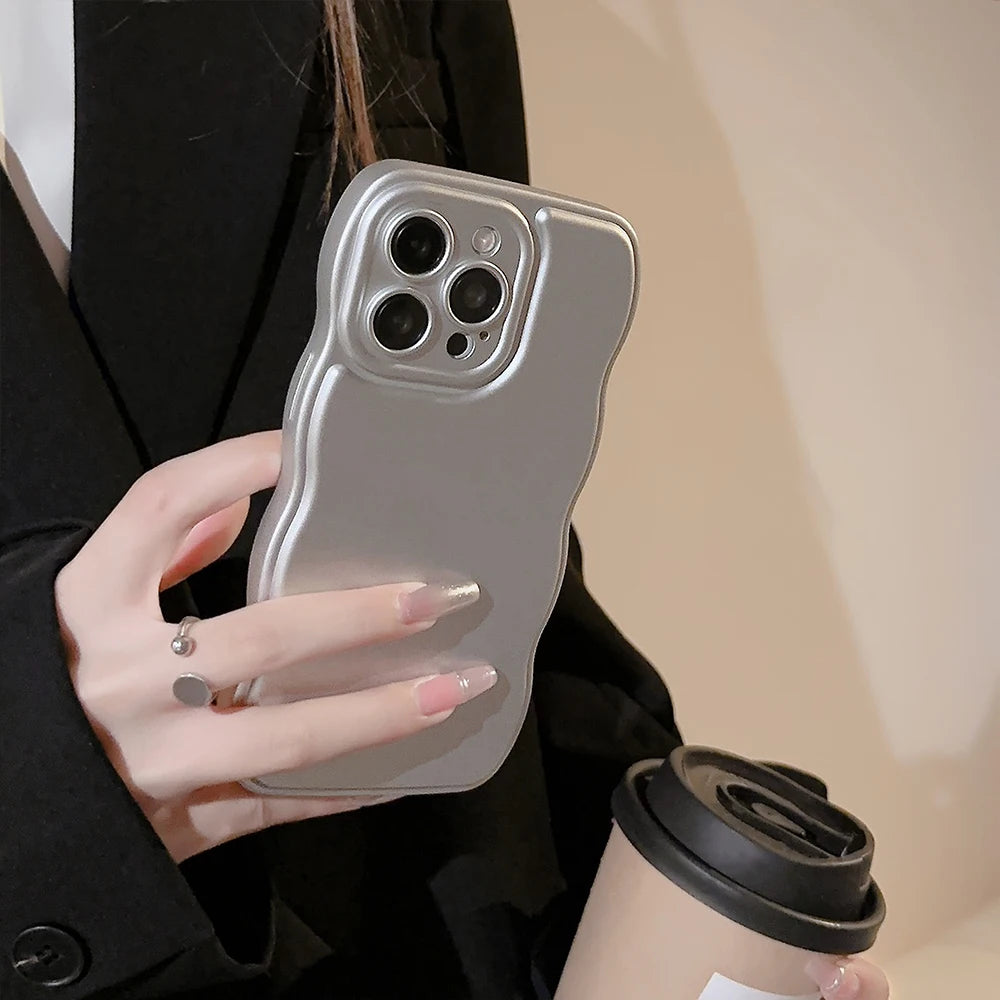 New Men Women Wave Phone Case For iPhone 12 13 14 15 16 Pro Max Shockproof Dissipate Heat Silicone Soft Cases Protective Shell - Caseverse