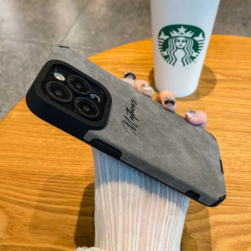 Personalized Luxury Leather Lambskin Shockproof Case For iPhone 16 15 14 13 12 11 Pro Max Customized Name DIY Cover 15 Pro Max Caseverse