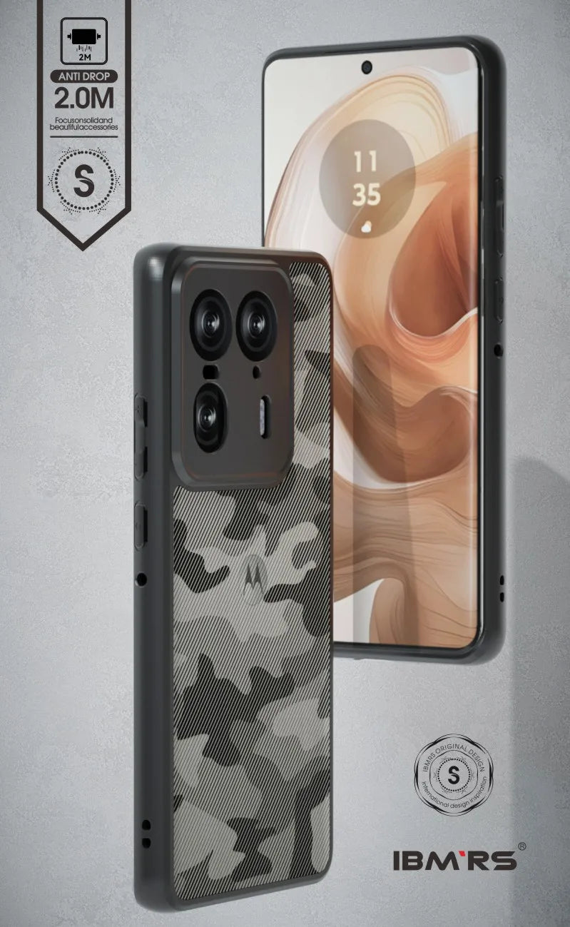 IBMRS for Motorola Edge 50 Ultra Case,(Military-Grade Protection) Shockproof Translucent  Phone Case(Camo Black) - Caseverse