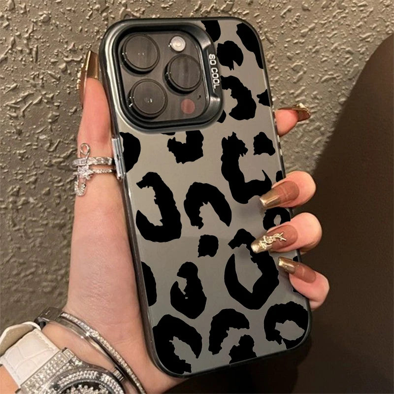 Leopard Print Electroplate Silver Phone Case for Xiaomi 14T Pro Cases Mi 13 12 11 Lite 14 13T 12T Poco M6 X5 X6 F5 F6 Pro Cover - Caseverse