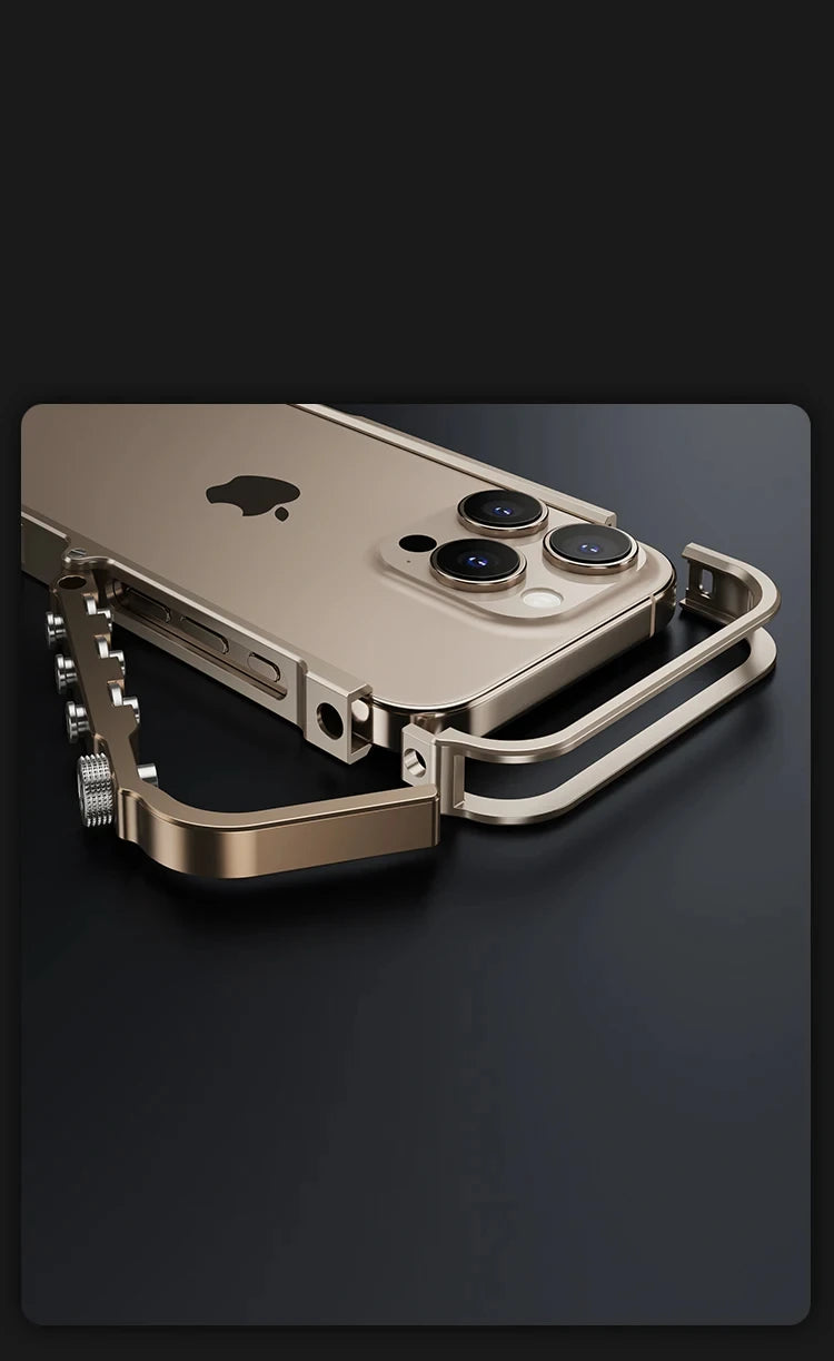 Luxury Aluminum Alloy Armor Frame Phone Case For iPhone 13 14 15 16 Pro Metal Removable Shockproof Cover
