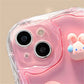 Korean Cute 3D Bear Frog Rabbit Ear Soft Silicone Phone Case For iPhone 14 15 Pro Max 13 12 Pro 11 Cartoon Clear Cover - Caseverse