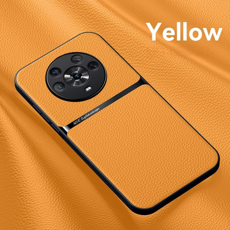 For Honor Magic4 Pro Build-in Magnet Metal Plate Car Holder Phone Case Honor Magic 4 Pro 4Pro Magic4 Silicone Leather Back Cover