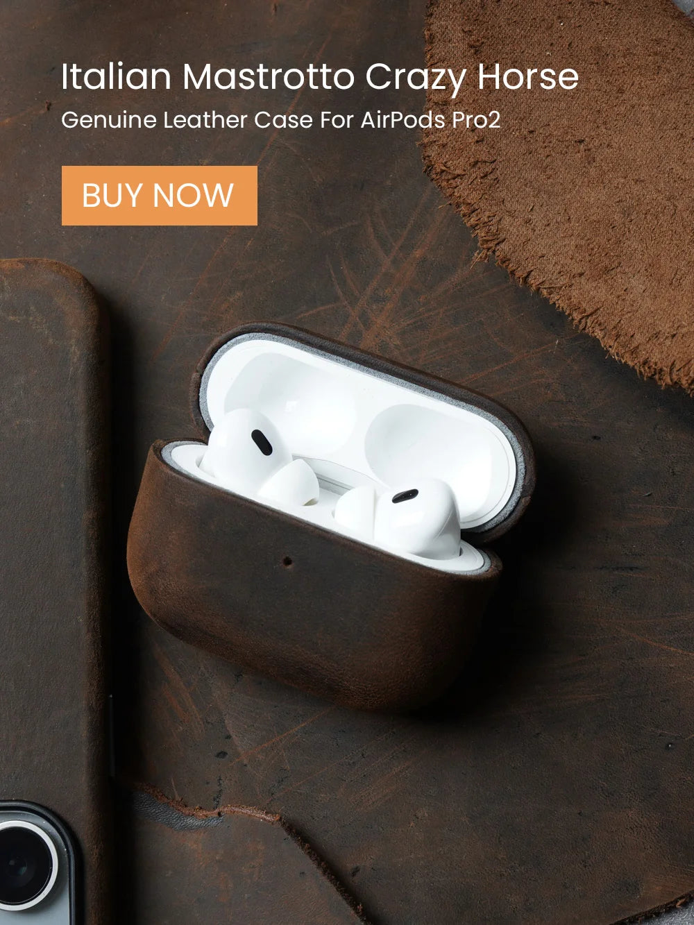 YMW Italian Crazy Horse Genuine Leather Case for iPhone 16 Pro Max 15 14 Personality Cowhide Magnetic Phone Cover - Caseverse