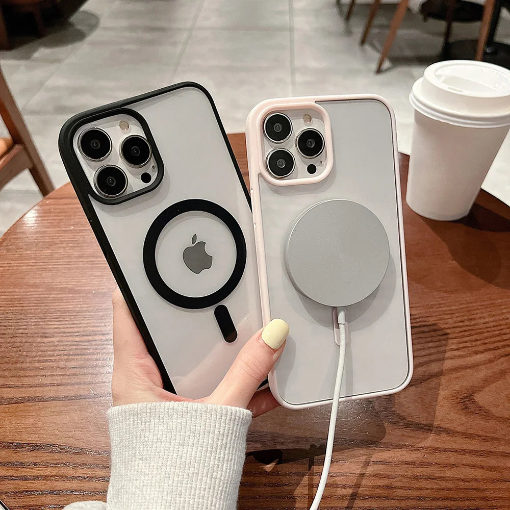 For Magsafe Magnetic Wireless Charging Phone Case For Samsung Galaxy S24 Ultra S23 S22 S24 FE S23 Plus Cases Acrylic Matte Cover - Caseverse