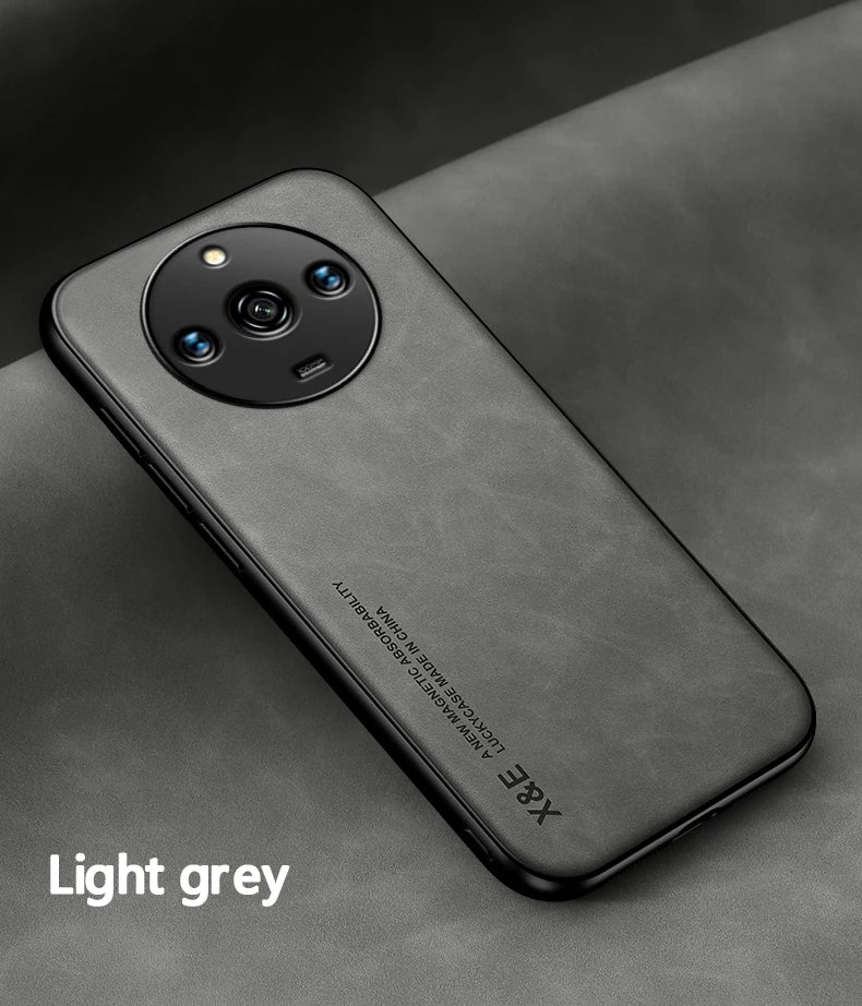 For Realme 11 Pro Plus Case Luxury Leather With Metal Plate Phone Cases For Realme 11 11Pro+ 5G Car Magnetic Holder Back Cover - Caseverse