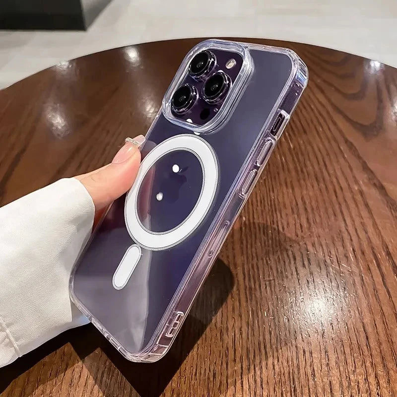 Original Clear For Magsafe Magnetic Wireless Charging Case For iPhone 15 14 13 12 Mini 11 Pro X XR XS Max 7 8 Plus Acrylic Cover - Caseverse