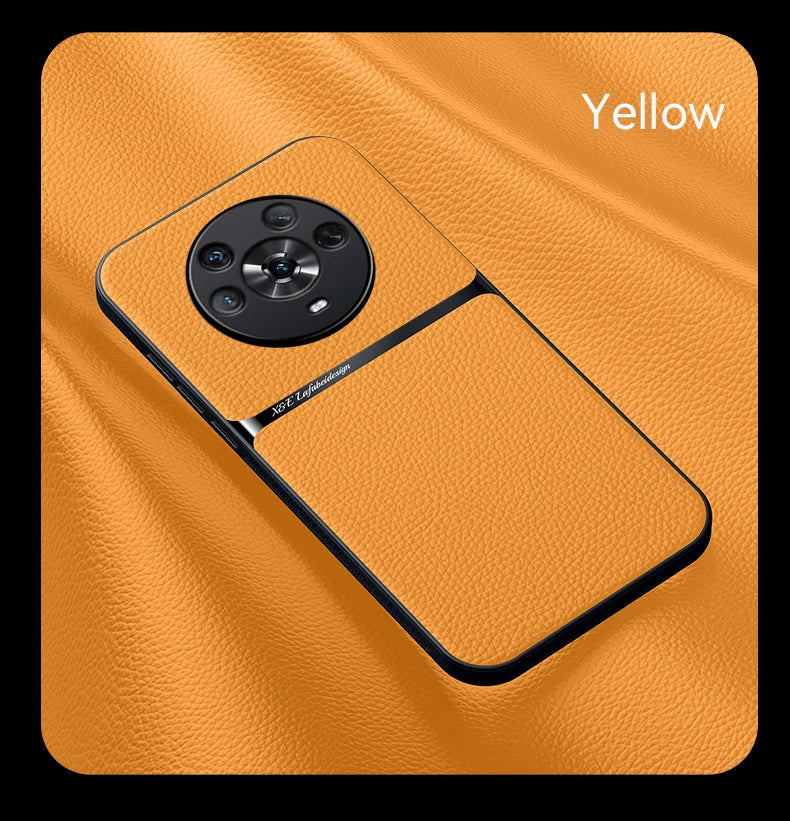 For Honor Magic4 Pro Build-in Magnet Metal Plate Car Holder Phone Case Honor Magic 4 Pro 4Pro Magic4 Silicone Leather Back Cover