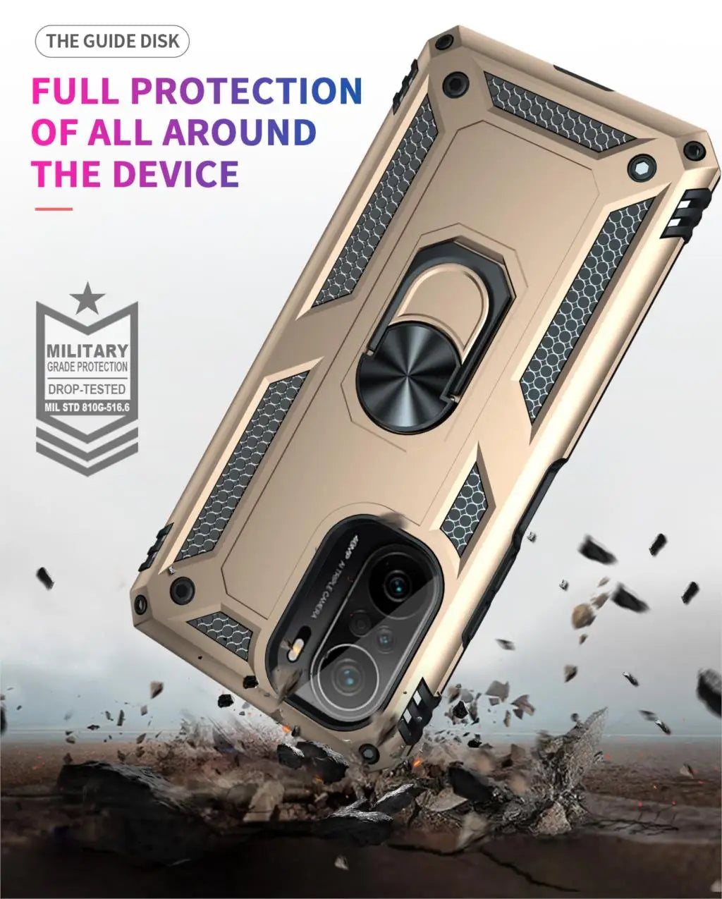 Cover Case for POCO F3 Armor Rugged Military Shockproof Ring Holder Magnet Phone Case for Xiaomi POCO F3 F 3 5G - Caseverse