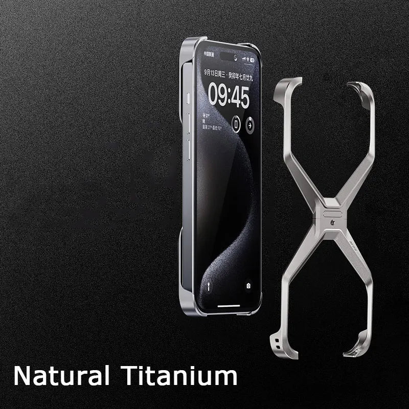 Metal Rimless Phone Case For iPhone 13 14 15 Pro Max Aluminum Removable Heat Dissipation Armor Phone Cover For IPHON 15 Promax Caseverse