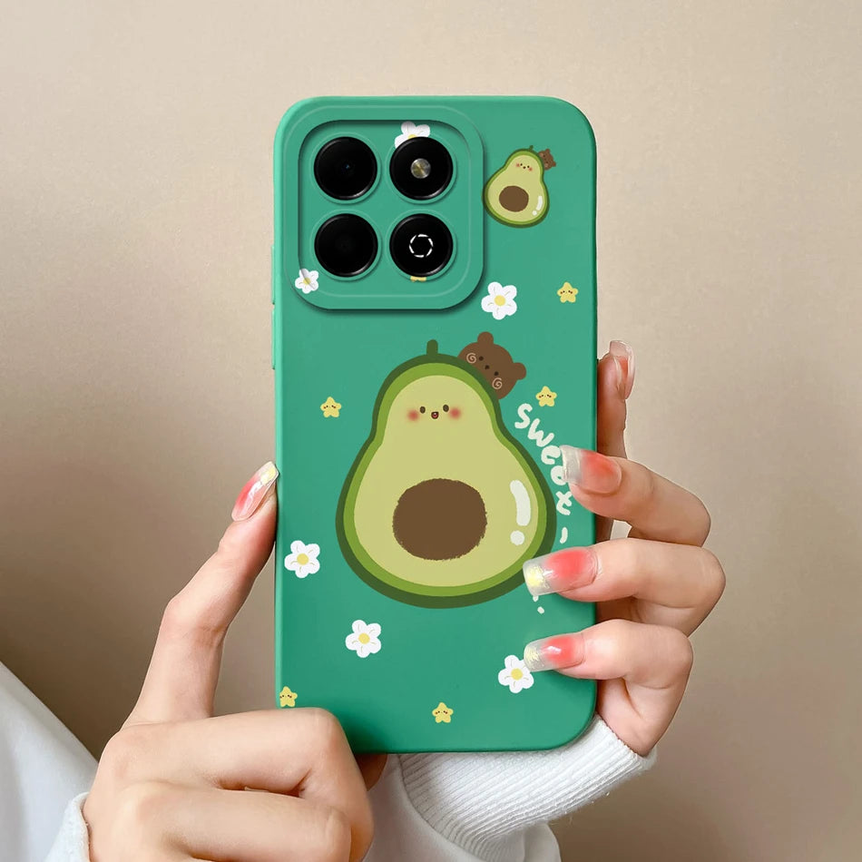 Case For Honor X6B Phone Back Cover Cute Avocado Soft Comfortable Liquid Silicone Camera Protection Anti Drop Bumper Capa Funda - Caseverse
