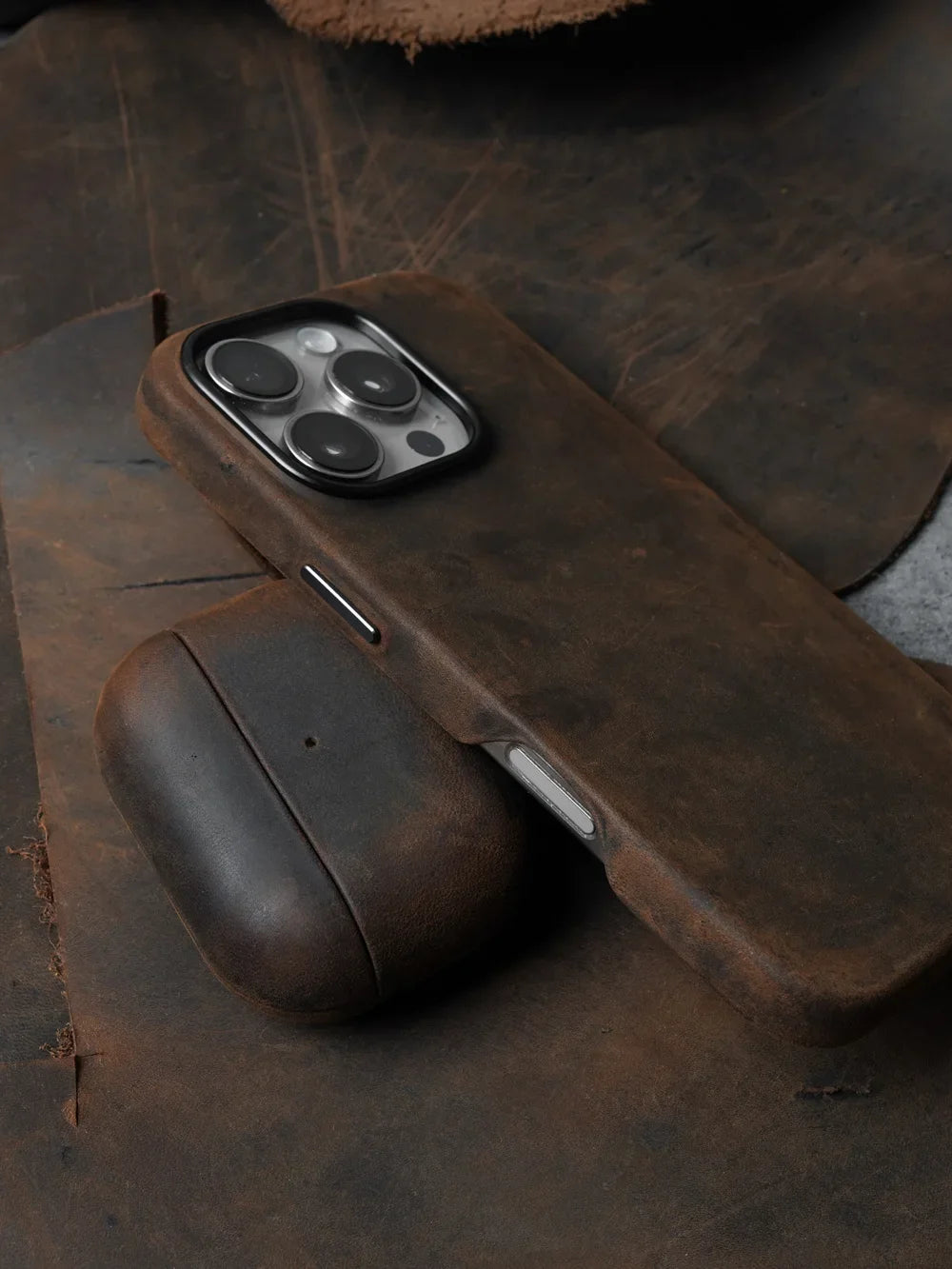 YMW Italian Crazy Horse Genuine Leather Case for iPhone 16 Pro Max 15 14 Personality Cowhide Magnetic Phone Cover - Caseverse