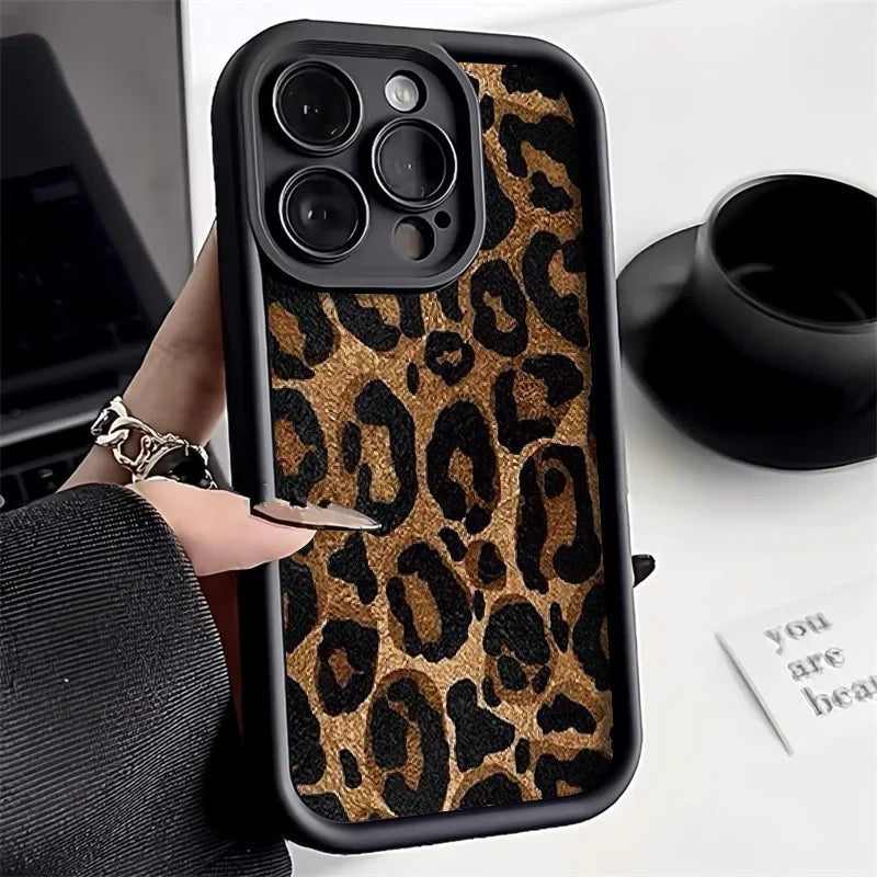 Leopard Print Phone Case For iPhone 11 Cases Iphone 16 Pro Max 13 14 15 12 7 8 Plus XS X SE 16promax 16pro Silicon Fundas Cover - Caseverse