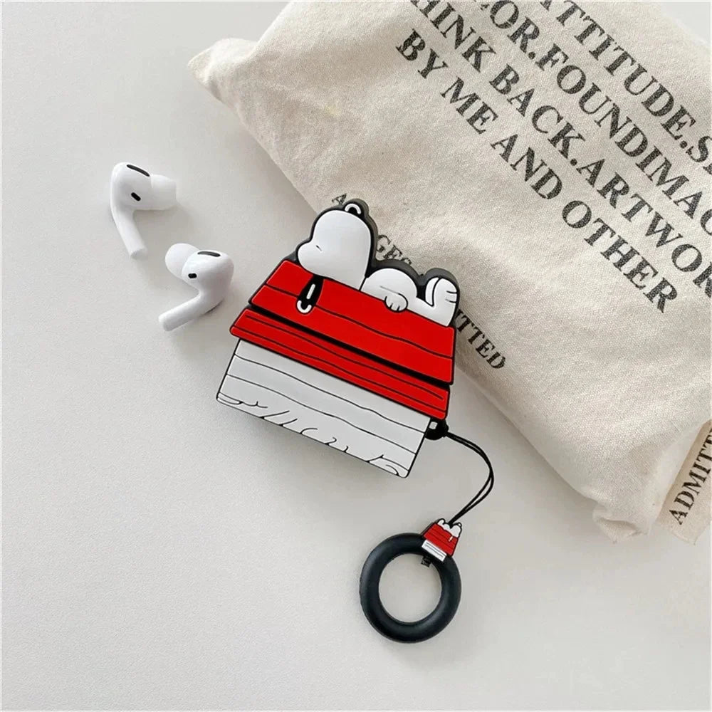 NEW MINISO Snoopy Earphone Case for Airpods Pro 1 2 3 Cartoon Silicone Wireless Bluetooth Earbuds Protective Cover With Lanyard Caseverse