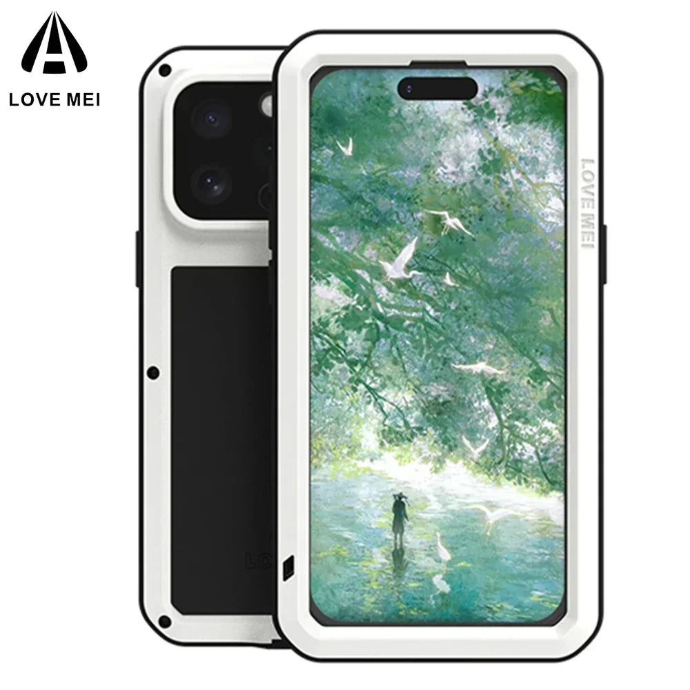 Original LOVE MEI Metal Armor For iphone 16 Pro Max Case 15 Plus 14 Military Grade Silicone Shockproof Cover Built-in Protector - Caseverse