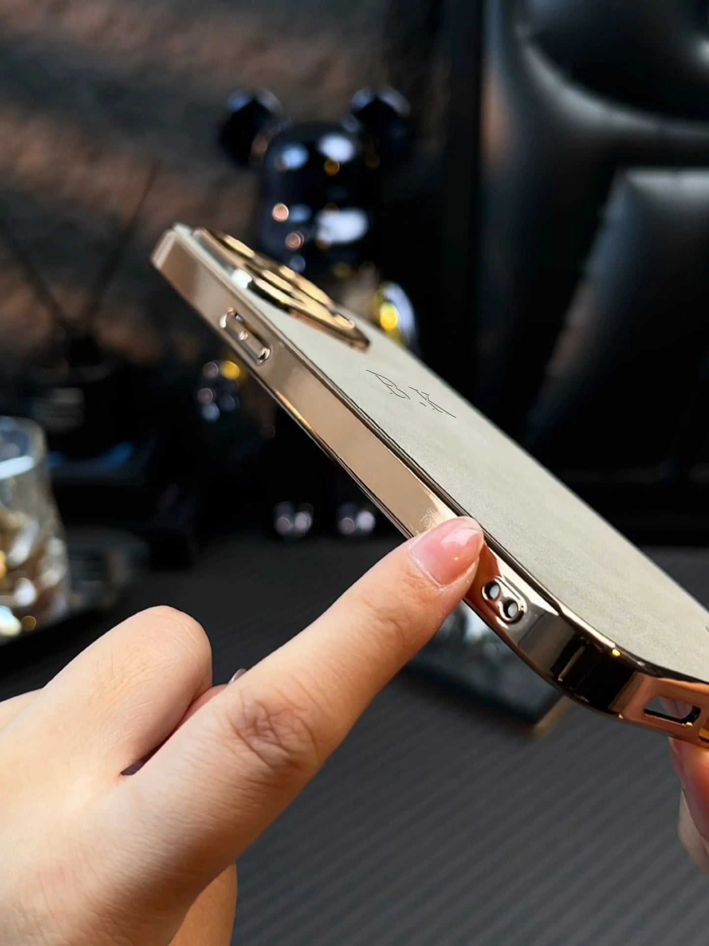 Leather Personalised Customized Name Case For Iphone 11 12 13 14 15 16 Pro Max Plating Frame Lambskin Initials Cover 16 11 15Pro Caseverse