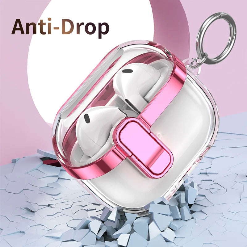 Transparent Case For Samsung Galaxy Buds 3 Pro/ Buds 3 Cover Lock buckle electroplating anti fall protective Galaxy Buds3 Cover Caseverse