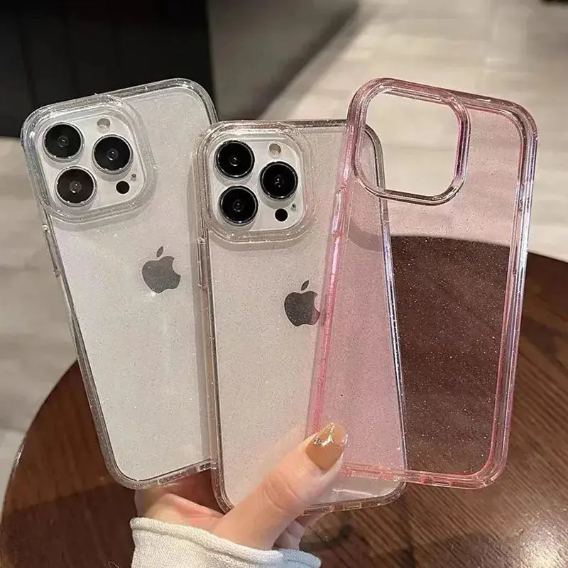 Luxury Bling Glitter Clear Phone Case for iPhone 16 15 14 13 12 11 Pro Max Plus Mini Silicone Soft Transparent Bumper Cover - Caseverse