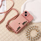 Stylish Mirror Zipper and Pearl Cord Phone Case for IPhone13promax 12mini 11promax 7 Crossbody Fall-proof Faux Leather Cover