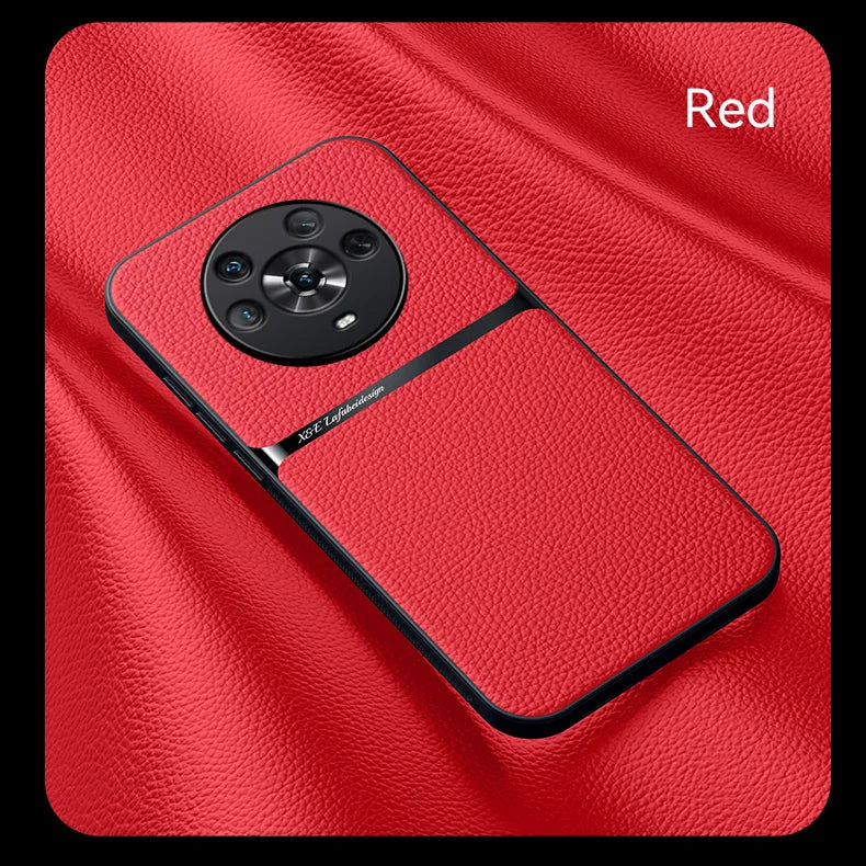 For Honor Magic4 Pro Build-in Magnet Metal Plate Car Holder Phone Case Honor Magic 4 Pro 4Pro Magic4 Silicone Leather Back Cover