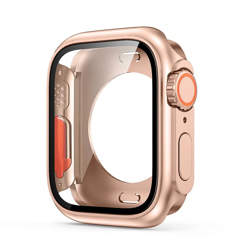 Case for Apple Watch Cover 44mm 45mm 40 41mm Appearance Change To Ultra Tempered Glass Screen Protector Cover iWatch 9 8 7 6 se