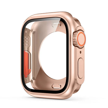 Case for Apple Watch Cover 44mm 45mm 40 41mm Appearance Change To Ultra Tempered Glass Screen Protector Cover iWatch 9 8 7 6 se