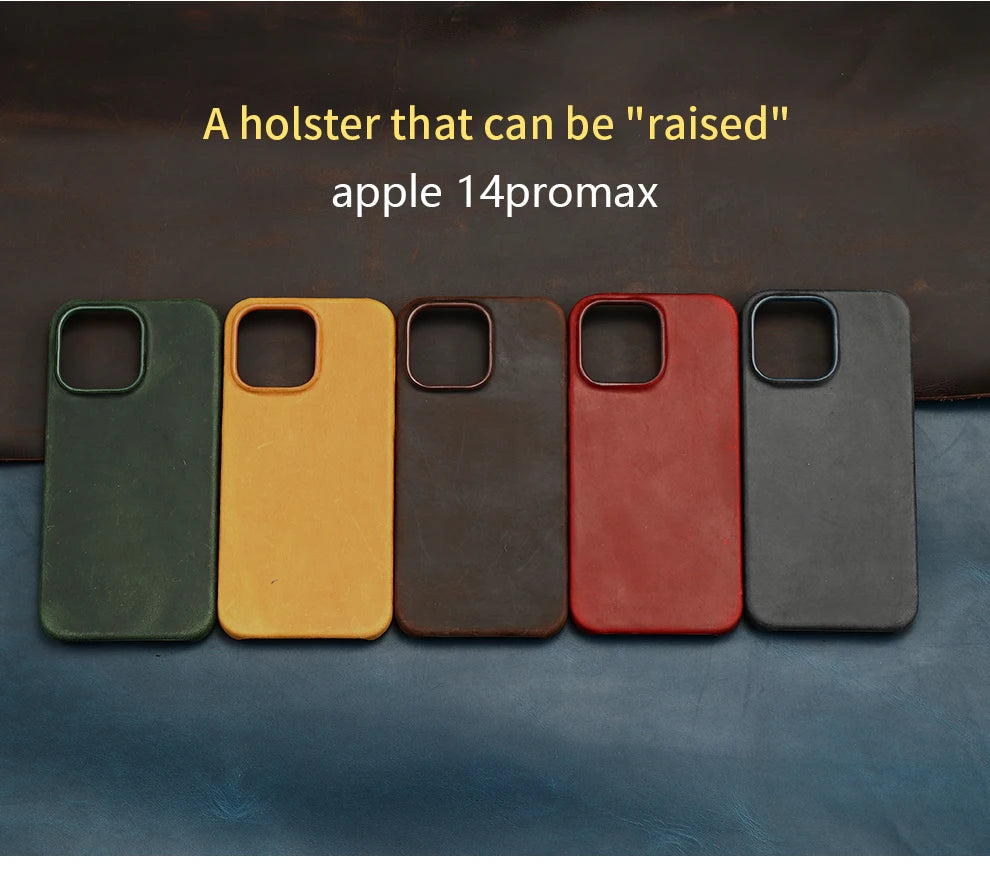 Retro Cowhide Phone Case for iPhone 16 15 13 14 Pro Max 16Pro 14Pro 15Pro Luxury Crazy Horse Genuine PULL-UP Leather Back Cover Caseverse