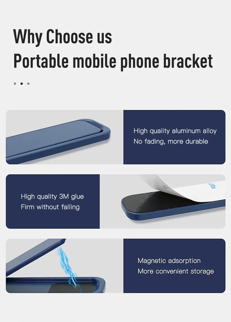 Mobile Phone Colourful Metal  Holder Strip Shape Back Sticker Stand Simple Portable Cellphone Bracket for iPhone 16 15 14 Xiaomi