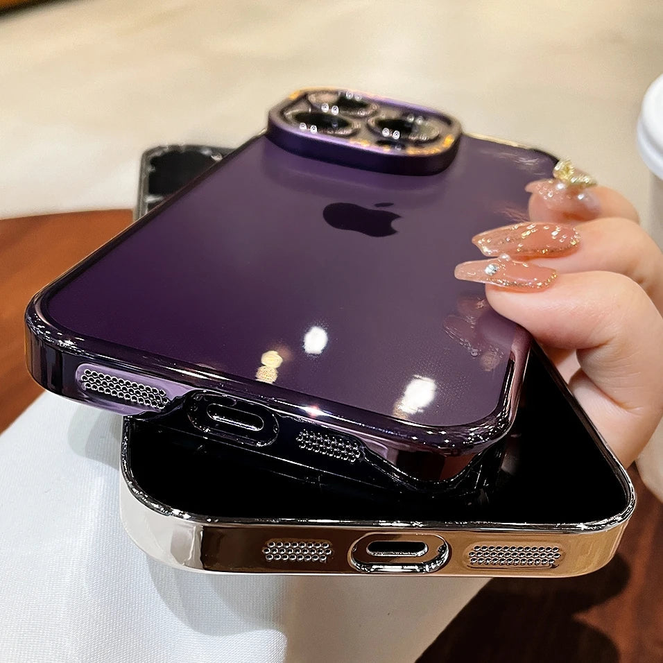 For iPhone 15 Pro Max Luxury Case Metal Camera Protection Transparent Armor Phone Cases for iPhone 12 13 14 Pro Max 14 Pro Plus Caseverse