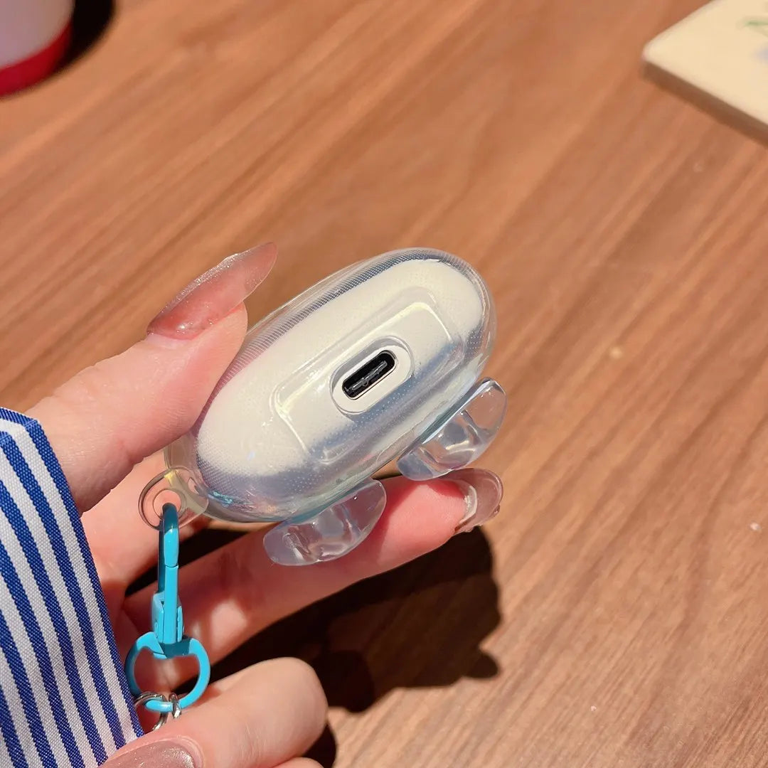 Suitable For Lenovo LP40 TWS Earphone Protective Case Cartoon Cherry Bow Headset Soft TPU Clear Earphone Cover With Keychain Caseverse