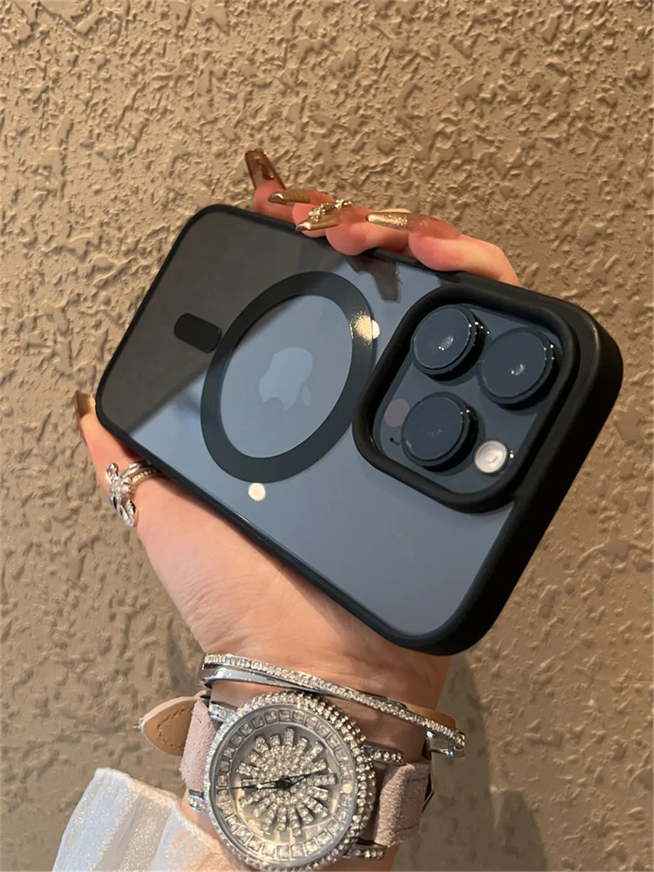 Luxury Magsafe Wireless Charge Phone Case for iPhone 16 15 14 Plus 13 12 11 Pro Max Mini Magnetic Soft Bumper Transparent Cover - Caseverse