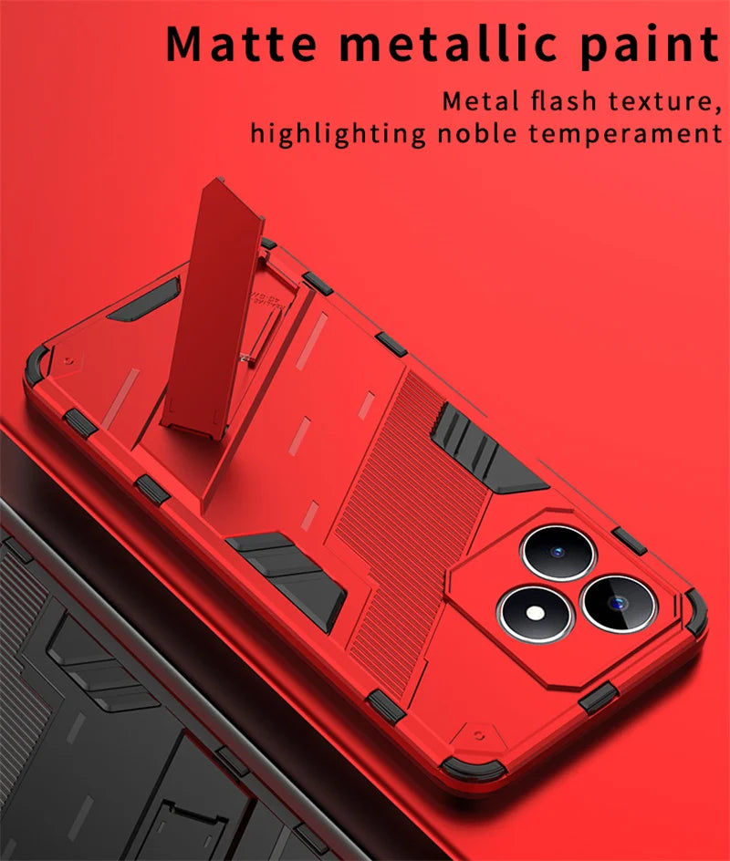 For Realmi C53 4G Case Shockproof Rugged Armor Phone Case For Realme C53 C 53 4G RMX3760 6.74" Magnetic Holder Stand Back Cover - Caseverse
