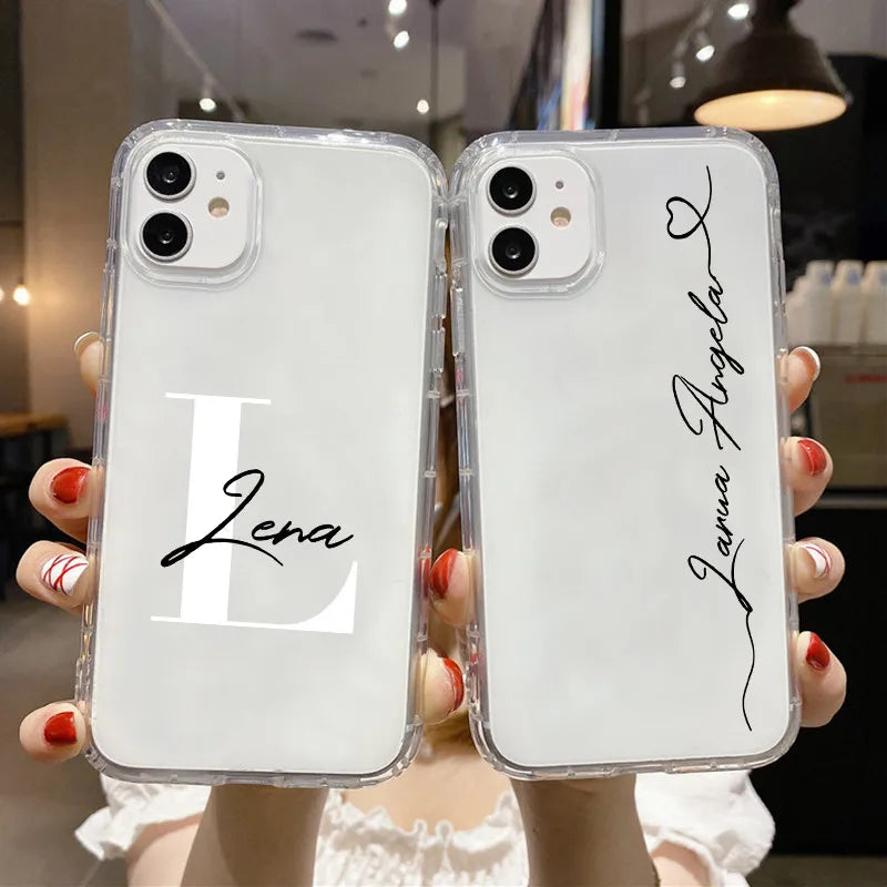 Personalized Custom Name Phone Case For iPhone 13 12 11 14 15 16 pro 16 14 15 Plus Xs MAX XR 12 13 Mini Clear Cover Capa Fundas Caseverse