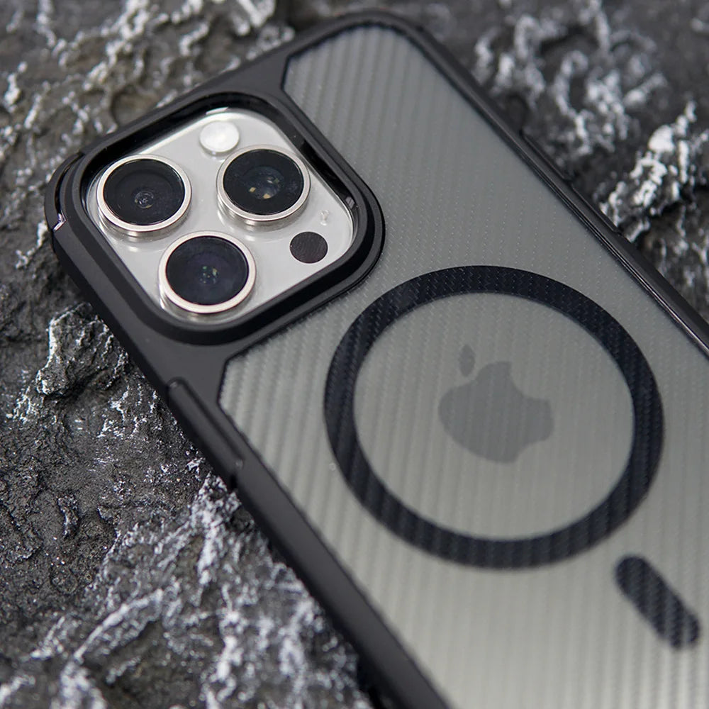 Mag Safe Carbon Fiber Phone Case For iPhone 16 15 14 13 12 11 Pro Max Shockproof Armor Cover For iPhone 16 Plus Magnetic Case - Caseverse