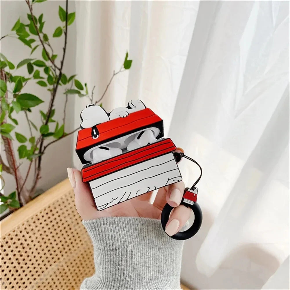 NEW MINISO Snoopy Earphone Case for Airpods Pro 1 2 3 Cartoon Silicone Wireless Bluetooth Earbuds Protective Cover With Lanyard Caseverse