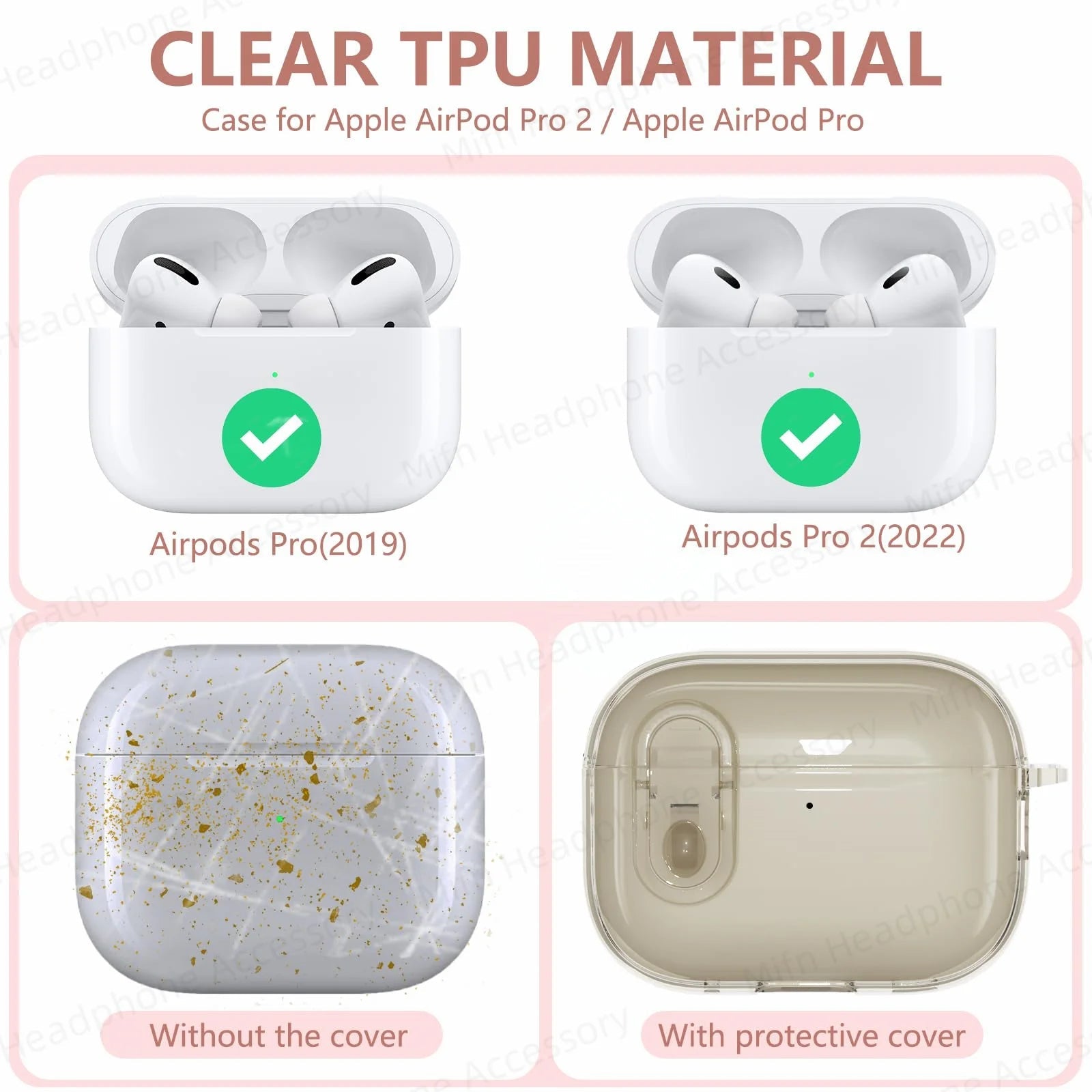 Transparent headphone case For AirPods Pro 2 USB C Funda Capa for AirPod Pro 1st Gen 2 3 Charging Case USB-C 2023 2022 2019 Case Caseverse