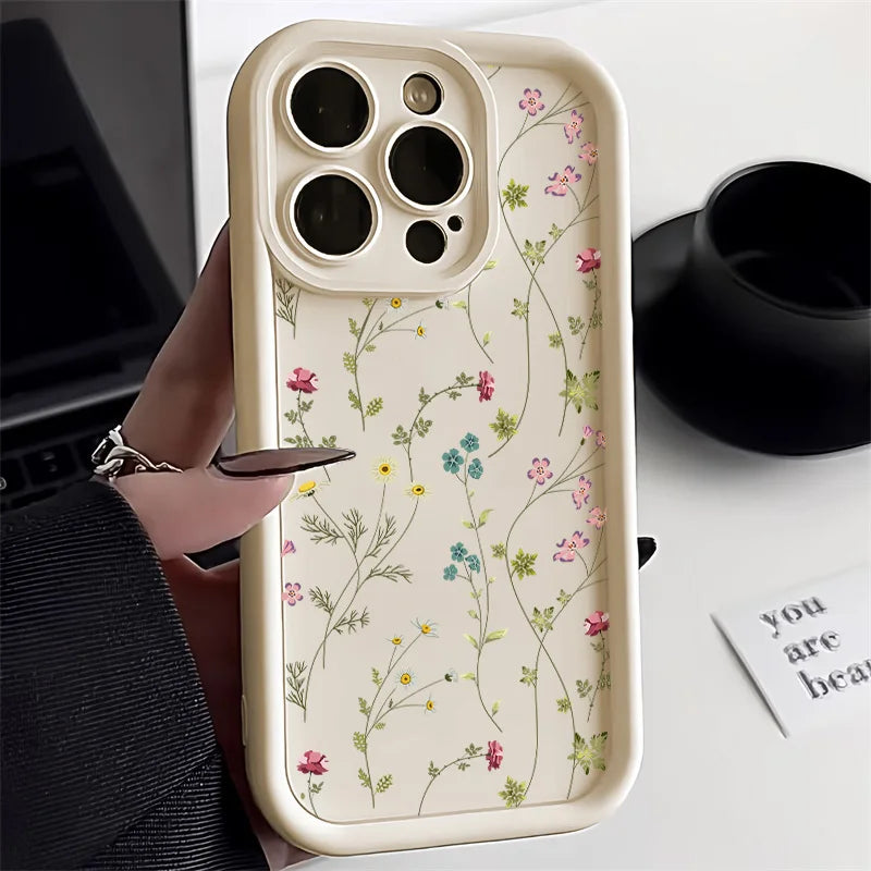 Cute Flower Phone Case For iPhone 11 Case iPhone 15 13 16 17 12 14 Pro Max XR X XS 7 8 Plus SE Anti-drop Shockproof Cover Funda